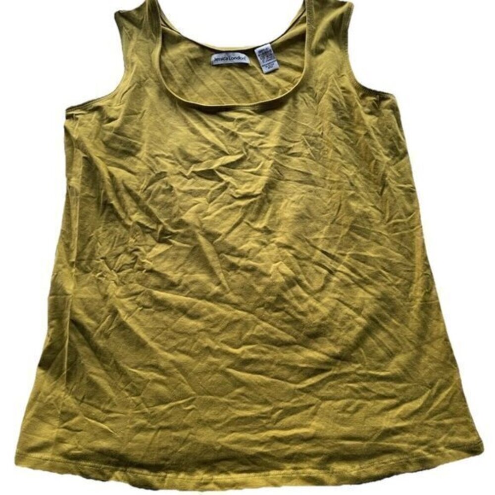 Jessica London Women’s Sz 14/16 Stretch Knit Tunic Yellow Top Shirt Sleeveless